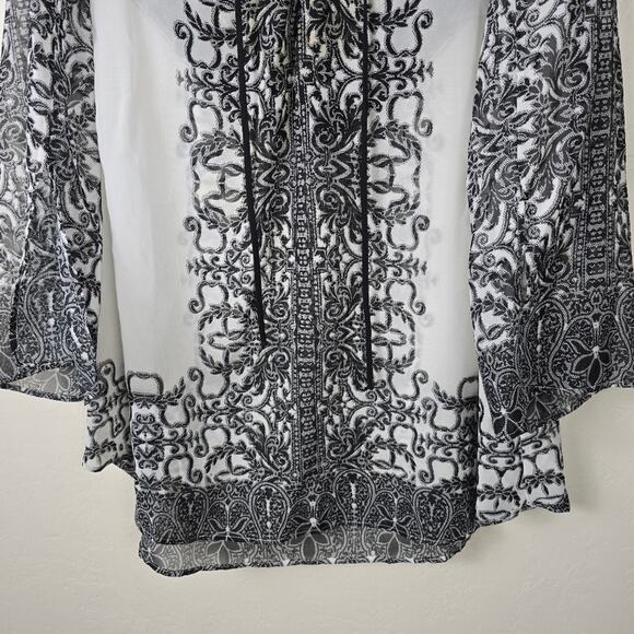 Roz & Ali Black Whimsigoth Dark Fairy Semi Sheer Glam Flowy Tunic Bohemian 2X - Picture 13 of 14